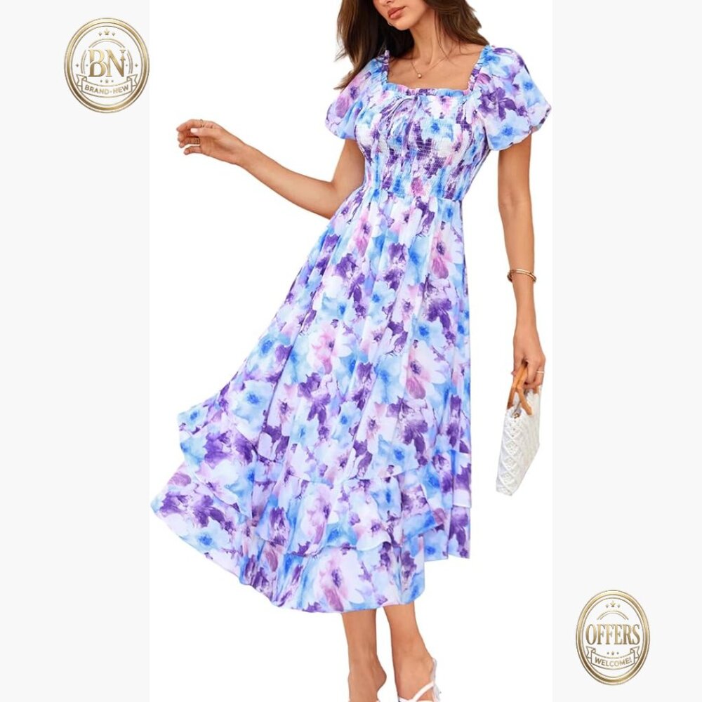 Polyester Elastane Maxi Dress with Pockets A-Line… - image 1